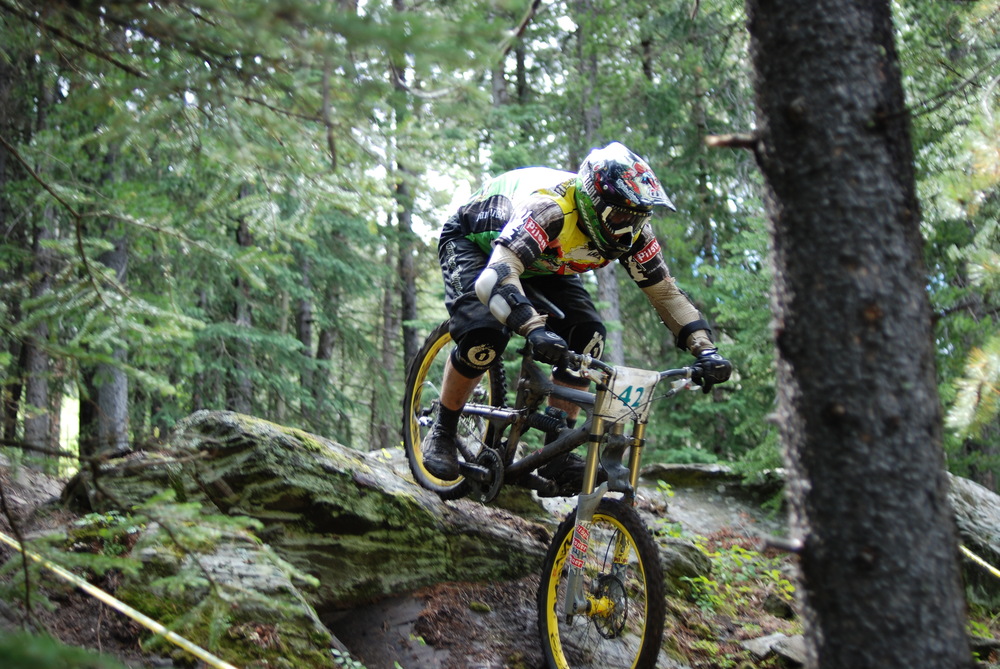 Mountain bike in downhill race